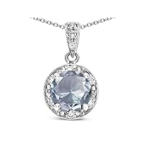 Solid 14k White Gold Round 7mm Classic Halo Pendant Necklace