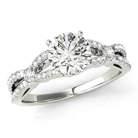 2 CT Rround Moissanite Engagement Ring Wedding Bridal Ring Set Solitaire Accent Halo Style 10K 14K 18K Solid Gold Sterling Silver Anniversary Promise Ring Gift for Her