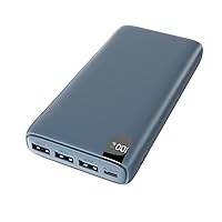 CONXWAN Portable Charger 26800mAh Power Bank 22.5W Fast Charging, 4 USB Outputs 20W External Backup Charger Cell Phone USB C Battery Pack Compatible with iPhone Tablets Galaxy Android (Blue)