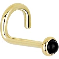 Body Candy Solid 14k Yellow Gold 2mm Onyx Left Nose Stud Screw 18 Gauge 1/4