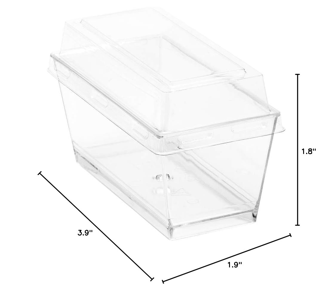 Restaurantware 5 Ounce Disposable Bakery Containers, 100 Rectangle Cake Containers - with Lids, Package Appetizers or Snacks, Clear Plastic Dessert