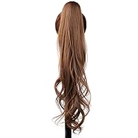 Long Synthetic 32Inches Layered Ponytailtail Available Mixed Color Curly Flexible Ponytailtail Wrap Around Hairpieces #8 32inches