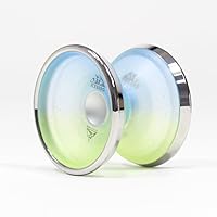 Iceberg Yo-Yo- CNC Polycarbonate Body with Stainless Steel Rings (Yellow/Blue Fade Glitter with Silver Hub Silver Rings)