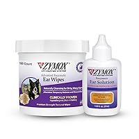 Zymox Enzymatic Ear Wipes and Ear Solution for Dogs and Cats - Product Bundle - for Dirty, Waxy, Smelly Ears and to Soothe Ear Infections