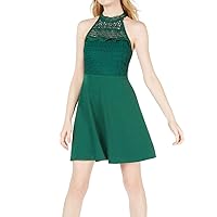 19 Cooper Womens Lace Front Ruffled Party Dress Green S