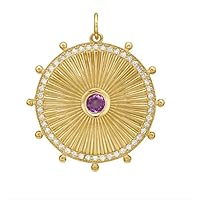 Beautiful Fluted Disc Pink Sapphire Diamond 925 Sterling Silver Charm Pendant,Gift