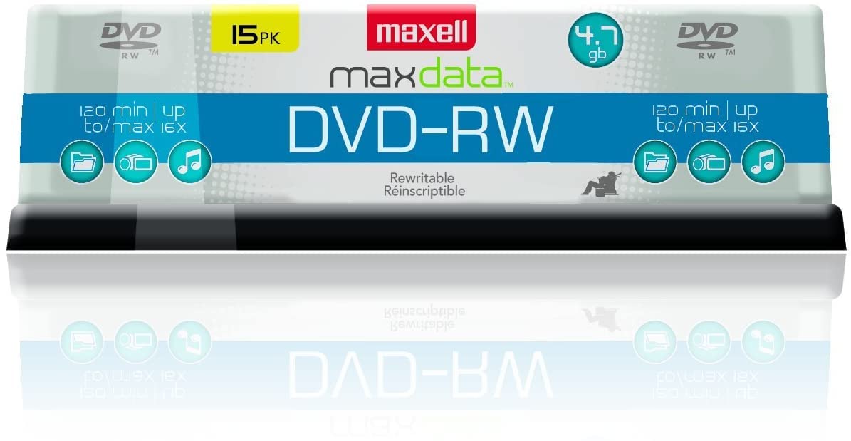 Maxell Dvd-Rw Rewritable Disc, 4.7 Gb, 2x, Spindle, Gold, 15/pack