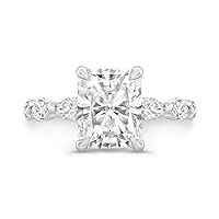 Kiara Gems 3.50 CT Radiant Diamond Moissanite Engagement Ring Wedding Ring Eternity Band Solitaire Halo Hidden Prong Silver Jewelry Anniversary Promise Ring