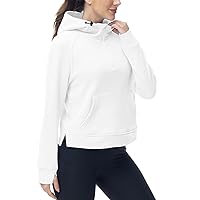 BGOWATU Women's Hoodies 1/2 Zip Pullover Fleece Lined Sweatshirts Collar Crop Sweater with Pockets Thumb Hole