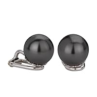 Traveller® Jewellery Clip-on Earrings with Crystals from Swarovski® - 22 carat Gold or Rhodium Plated - Pearl Diameter Approx.10 mm. dark grey