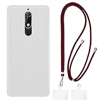 Nokia 5.1 Case + Universal Mobile Phone Lanyards, Neck/Crossbody Soft Strap Silicone TPU Cover Bumper Shell for Nokia 5.1 (5.5”)