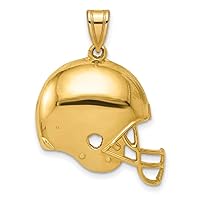 14k Yellow Gold Polished Football HelmetCustomize Personalize Engravable Charm Pendant Jewelry Gifts For Women or Men (Length 0.94