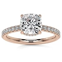 14K Solid Rose Gold Handmade Engagement Ring 1.50 CT Cushion Cut Moissanite Diamond Solitaire Wedding/Bridal Ring for Women/Her Best Ring