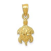 Saris and Things 14k Yellow Gold Solid Turtle Charm Pendant