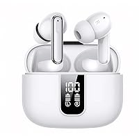 Active Noise Cancelling Wireless Earbuds Bluetooth 5.3, Transparency Mode, Premium Deep Bass in Ear Headphones, Waterproof Ear Pods for Exercise & Running, 350 mAh LED Display Case.