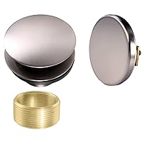 Westbrass D98HRK-20 Universal Fine or Coarse Thread Tip-Toe Bathtub Drain Trim with Illusionary No-Hole Faceplate and Adaptor Bushing, Stainless Steel