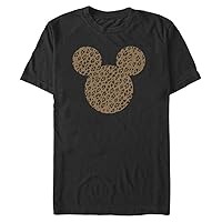 Disney Big & Tall Classic Mickey Cheetah Mouse Men's Tops Short Sleeve Tee Shirt, Black, 3X-Large