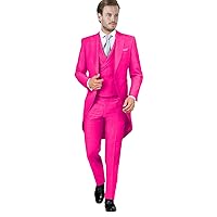 Mens Suit Long Tailcoat Tuxedos Set 3 Piece Suits Slim Fit Jacket Long Tail Formal Blazer Jackets for Men