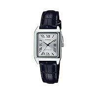 LTP-V007L-7B1 Women's Rectangular Leather Strap Silver Roman Dial Dress Watch