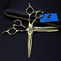 Professional Barber Scissors Set, 6.0InchTextured Scissors Set, Professional Thinning Scissors, Lightweight and Durable, for Barber/Salon/Home/Men/Women/Kids/Adults Shear Sets
