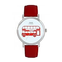 Red Double Decker Bus Watch 38mm Case 3atm Water Resistant Custom Designed Quartz Movement Luxury Fashionable