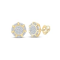 The Diamond Deal 10kt Rose Gold Womens Round Diamond Flower Cluster Earrings 7/8 Cttw