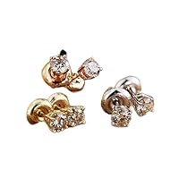 14k Gold Plated 1.50 ct Round Solitaire Simulated Diamond Stud Earrings Set of 3