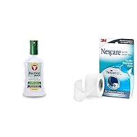Bactine Max First Aid Spray and Nexcare Gentle Paper Tape Dispenser - Pain Relief Spray Kills 99.9% Germs - Medical Tape Secures Dressings and Lifts Away Gently