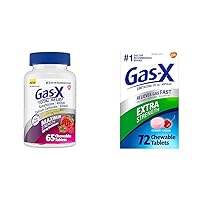 Gas-X Total Relief Chewable Tablets with Maximum Strength Gas Relief & Extra Strength Chewable Gas Relief Tablets with Simethicone 125 mg for Bloating Relief, Cherry - 72 Count