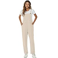 Flygo Womens Overalls Cotton Linen Overalls for Women Loose Fit Harem Wide Leg Jumpsuit with Pockets