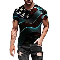 Patriotic T-Shirts for Men 4th of July American Flag Short Sleeve Muscle Workout Tee Tops Retro Patriotic Graphic T-Shirt