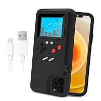 iPhone Video Game Case, GTD Protector Cover Rechargeable Case 36 Games, Full Color Display Shockproof Video Game Case for iPhone 12 (Black)