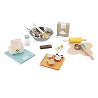 Janod - My Bakery - Pretend Play Kitchen and Doll’s Tea Set Toy - 19 Wooden and Felt Pieces Included - Water-Based Paints - 3 Years + J06618