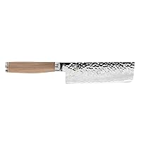 Premier Blonde Nakiri Knife, 5.5 inch VG-MAX Stainless Steel Blade with Tsuchime Finish and Pakkawood Handle, Cutlery Handcrafted in Japan