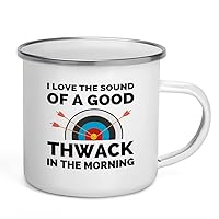 Archery Camper Mug 12oz - Thwack in the morning - Archery Shot Trainer Crossbow Compound Bow Hunting Arrow