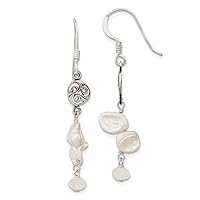 925 Sterling Silver Freshwater Cultured Keshi Pearl and Celestial Moonstone Fancy Shep. Hook Earrings Measures 4 Jewelry for Women