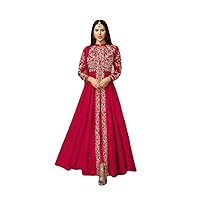 Heni Fashion Indian/Pakistani Bollywood Party Wear Embridered Long Anarkali Gown with Matching Dupatta
