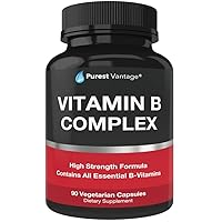 Vitamin B Complex Vitamins B12, B1, B2, B3, B5, B6, B7, B9, Folic Acid - Super B Complex Vitamins for Women, Men, Adults - 90 Vegetarian Capsules