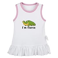 I'm Fierce Funny Dresses Infant Baby Girls Princess Dresses Toddler Kids Babies Ruffles Animal Crocodile Pattern Skirts