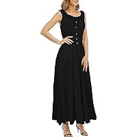 Dresses for Women 2024 Summer Casual T-Shirt Dress Twisted Cap Sleeves Neck Loose Side Slit Midi Dress with Pockets
