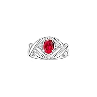 Rylos Hugs & Kisses XOXO Ring with 7X5MM Gemstone & Diamonds - Birthstone Jewelry for Women in Sterling Silver, Sizes 5-10