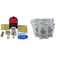 Ready America 70280 72 Hour Emergency Kit, 2-Person, 3-Day Backpack & Datrex Emergency Water Packet 4.227 oz - 3 Day/72 Hour Supply (18 Packs), White