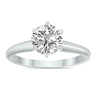 IGI Certified Lab Grown 1 Carat Diamond Solitaire Ring in 14K White Gold (I Color, SI1 Clarity)