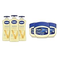 Vaseline Intensive Care Nourishing Moisture Body Lotion for Dry Skin & Petroleum Jelly Original 3 Count Provides Dry Skin Relief