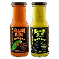 Naagin Indian Hot Sauce Combo (The Original x 1, Kantha Bomb x 1) Pack of 2 (16.22 oz) | Spicy | Made with Premium Chillies | Unique Indian Food Experience | Instant Taste Upgrade | 100% Vegan