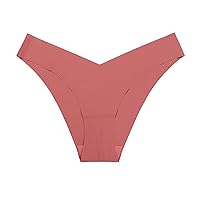 Women Seamless Thongs No Show Panties V-waisted Stretch Breathable Sexy Thong Underwear Low Rise Bikini Briefs