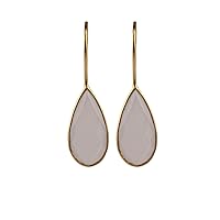 Handmade Statement Earring | White Moonstone Gemstone Brass Earring | Pear Shape Gold Plated Teardrop Earring | Bezel Hook Earrings Jewelry | 1756)22