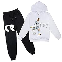 Child Boys Football Star Hoodie Outfits,CR7 Casual Sweatshirt + Jogging Pants Long Sleeve Hooded Tops