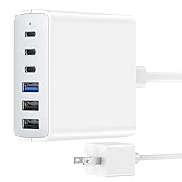 USB C Fast Charger Block, 100W 6 Port USB C Charging Station, Type C Wall Charger Multiport Hub, 3 USB C 3 USB A Power Strip Plug Cube Brick for iPad iPhone 15 14 13 12 Pro Max Samsung, LED, 5ft Cord