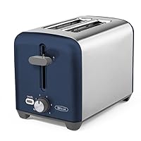 BELLA 2 Slice Toaster, Quick & Even Results Every Time, Wide Slots Fit Any Size Bread Like Bagels or Texas Toast, Drop-Down Crumb Tray for Easy Clean Up, Stainless Steel and Blue